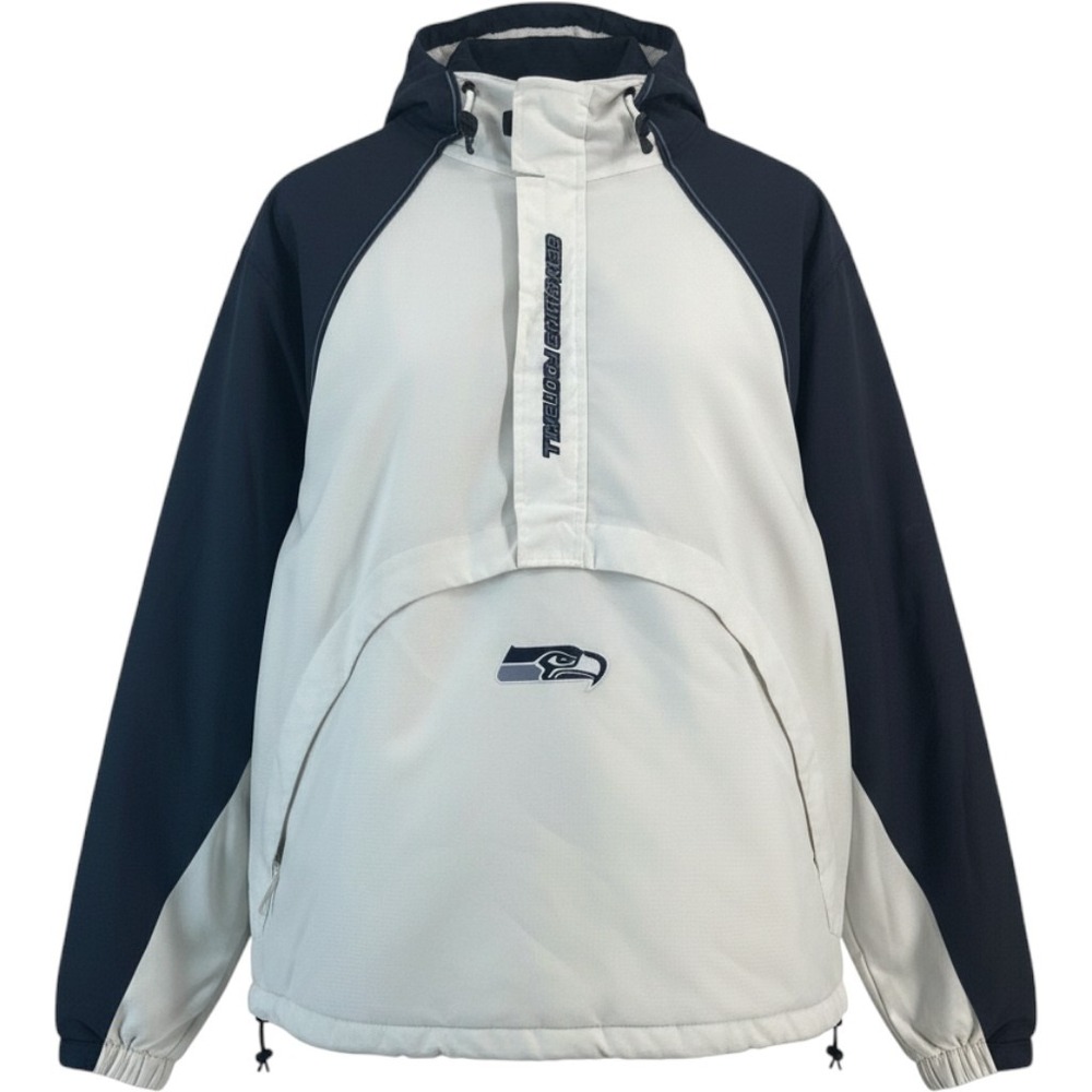 Reebok Seattle Seahawks NFL On Field Retro Pullover Jacket Navy White Mens 2XL